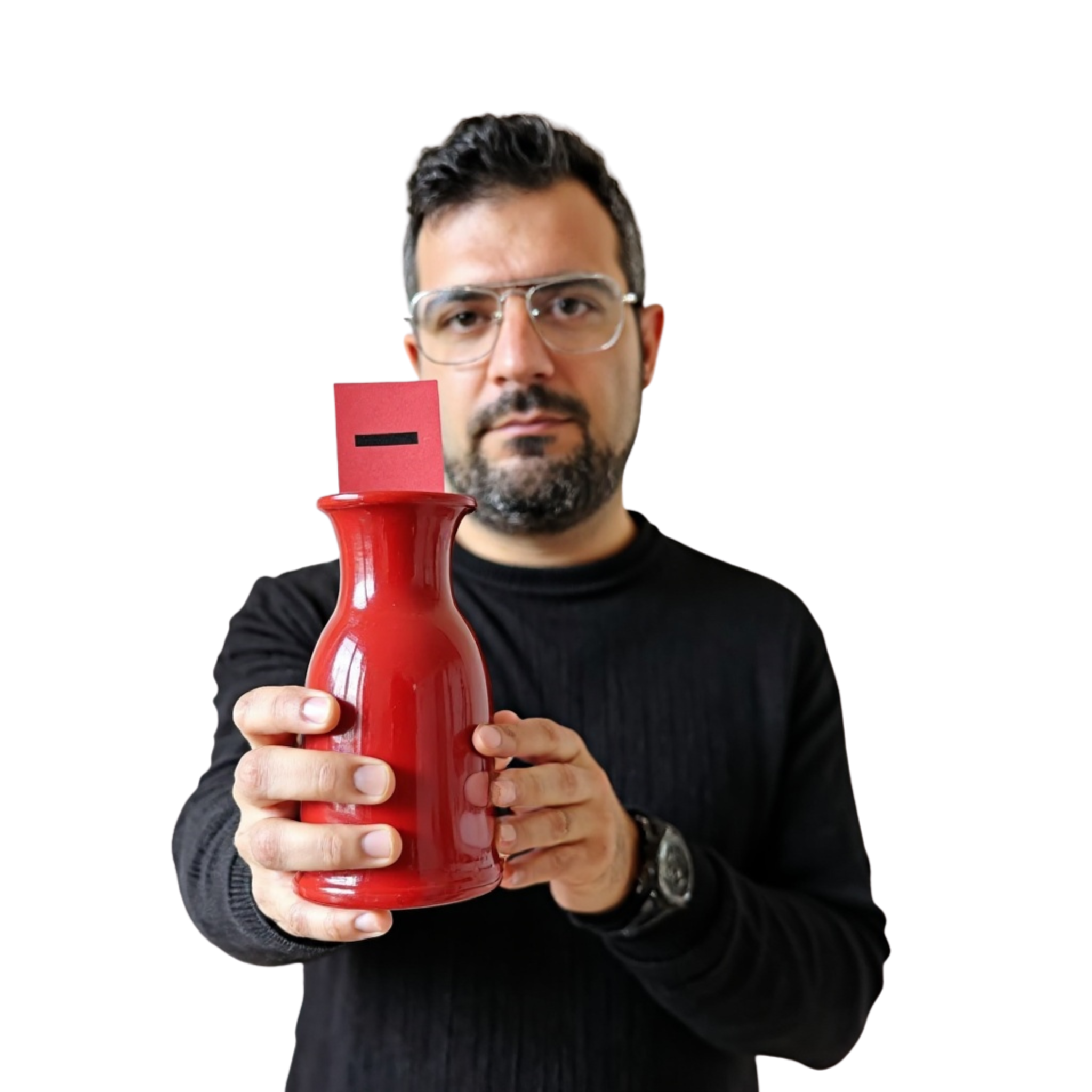 Uri with red vase